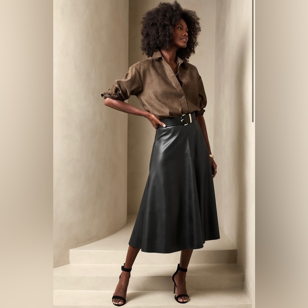 Banana Republic Factory Vegan Leather Midi Skirt
